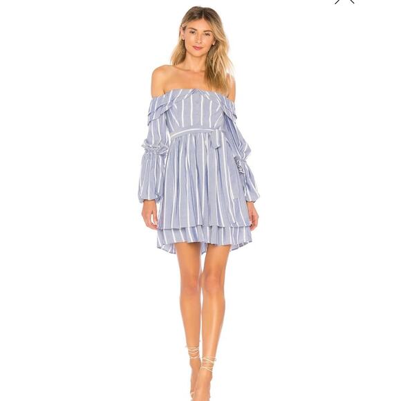 Auteur Revolve Linda Dress Off the Shoulder‎ A-Line Striped Women's Size XS NWT - Picture 1 of 10